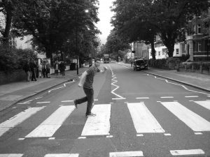 Joshua walking down the famous Abbey Road  photo courtesy of Joshua Burger