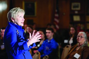 PUBLIC EDUCATION PHILANTHROPY: SUNY Chancellor, Nancy L. Zimpher, spoke to the SUNY Oneonta Foundation board, stressing the importance of giving to our public higher education system in New York, kicking off the college’s multi-million dollar campaign.