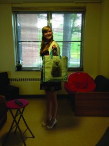 Junior Mary Connell using a reusable bag