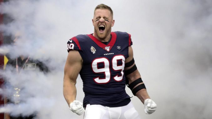 HOUSTON TEXANS STAR J J WATT PREGAME PUMP UP 8X10 PHOTO